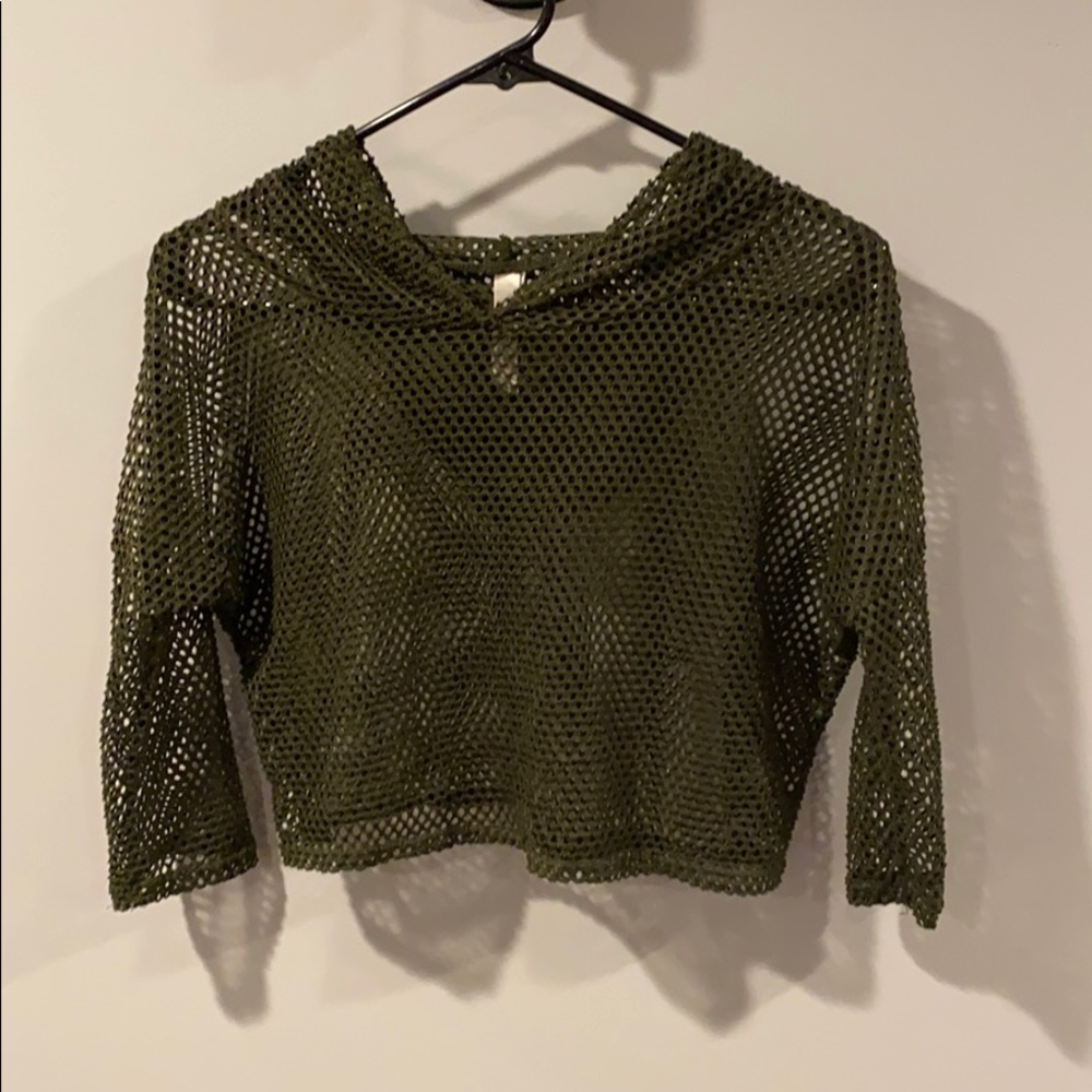 Crop top mesh hoodie